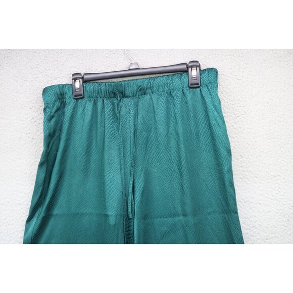 INC-International Concepts Emerald Green Satin Pajama Set-Size Medium-Wide Leg - Picture 12 of 16